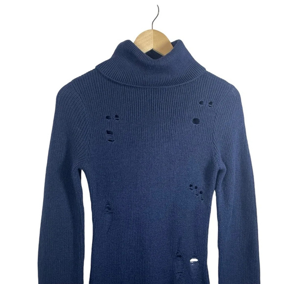 NWOT Lovers + Friends Keeney Distressed Sweater Dress in Navy Blue Size S - Picture 12 of 15